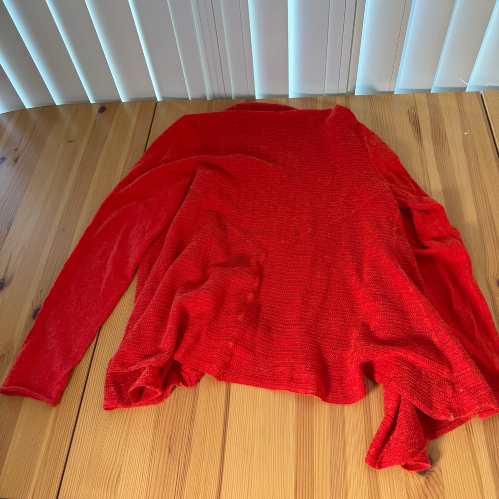 Eileen Fisher Orange Organic Cashmere Cotton Open Cardigan Pointelle S - Picture 9 of 11